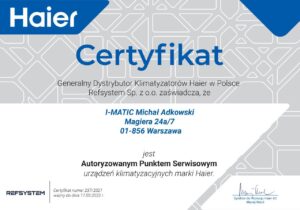 Klimatyzacja-Warszawa-Certyfikat-Haier_I_MATIC-300x210